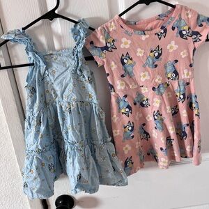 Bluey Toddler Girl Dresses 3T Lot of 2 Blue & Pink Dresses